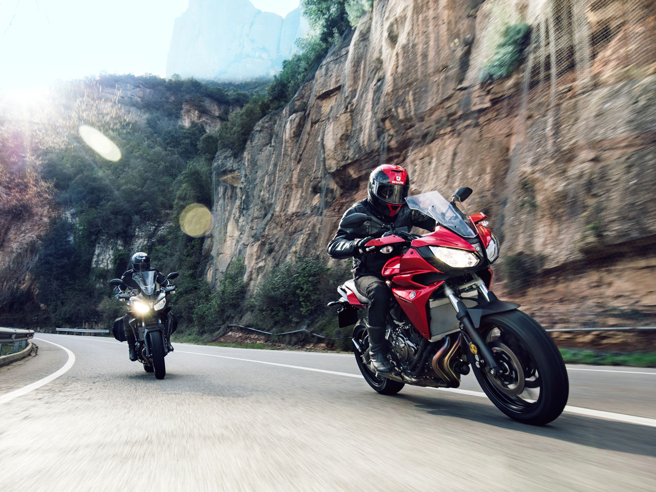 Yamaha Tracer 700motorcycle riding on the hill road